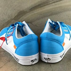 Blue and White off white vans